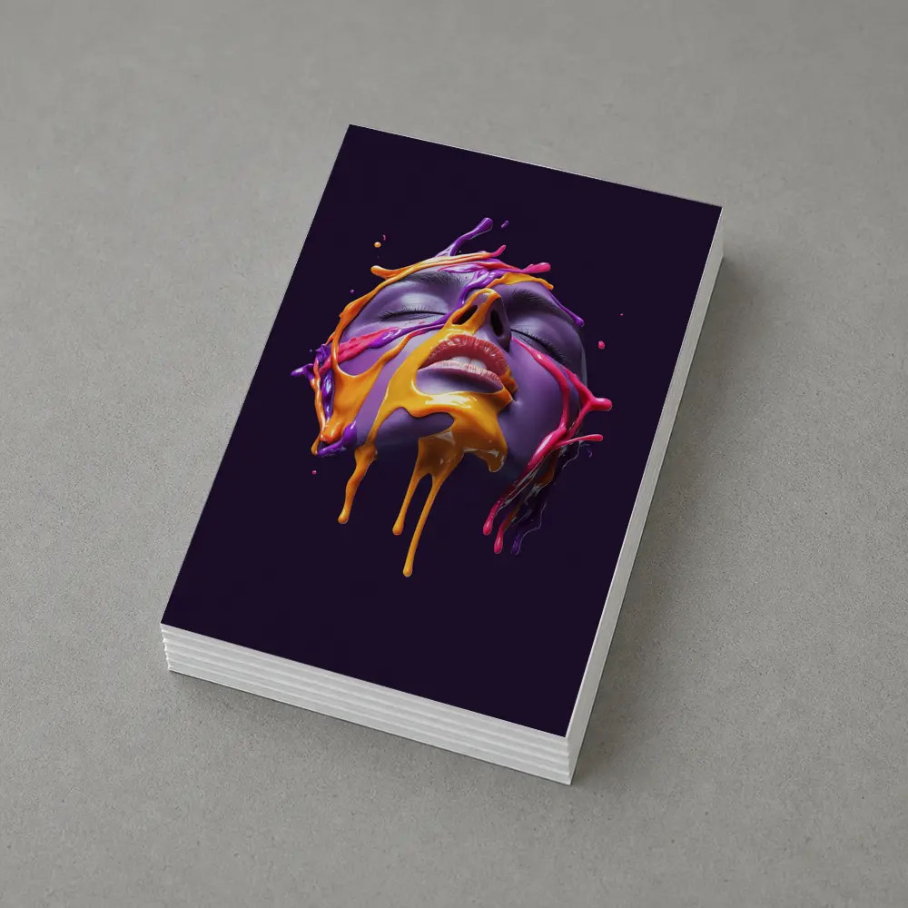 Purple Face Dripping Paint Abstract Art – Postcards