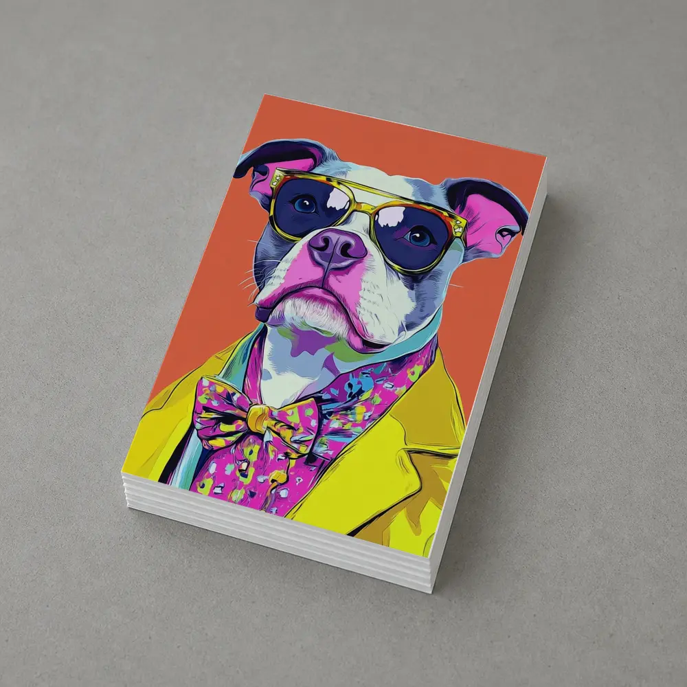 Pop Art Pit Bull Sunglasses Orange Background – Postcards