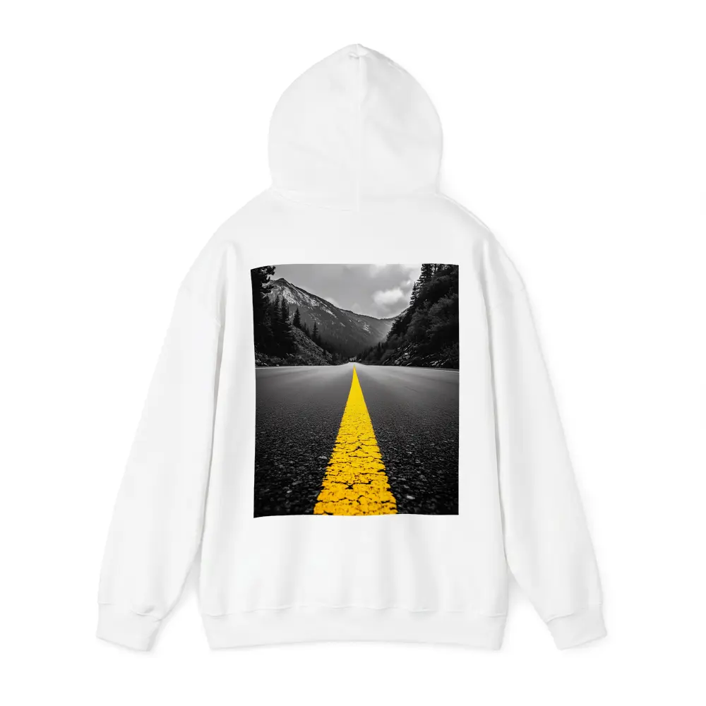 Yellow Road Line Mountain Forest Black White – Hoodies
