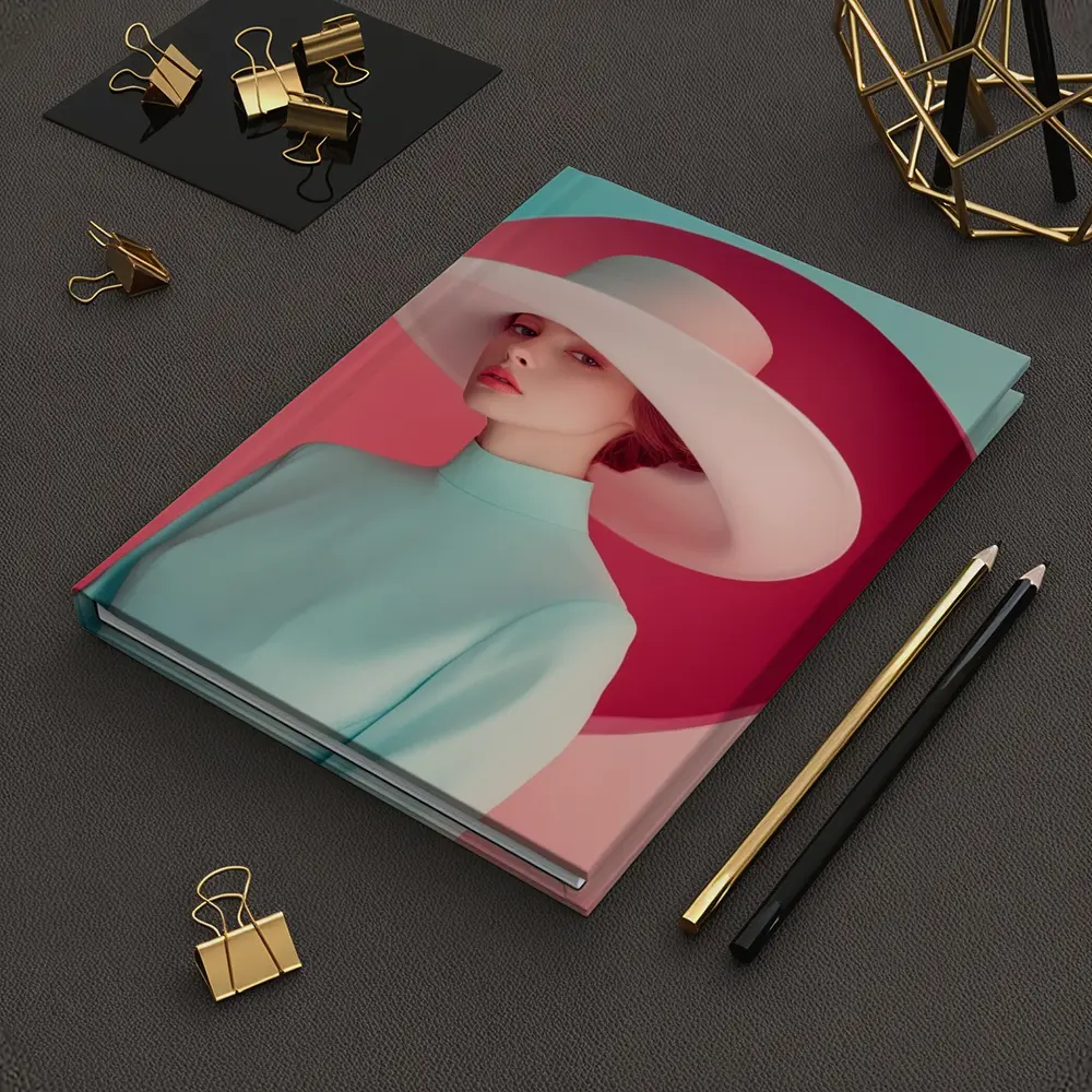 Fashion Woman Wide Hat Pastel Pink Teal – Notebooks