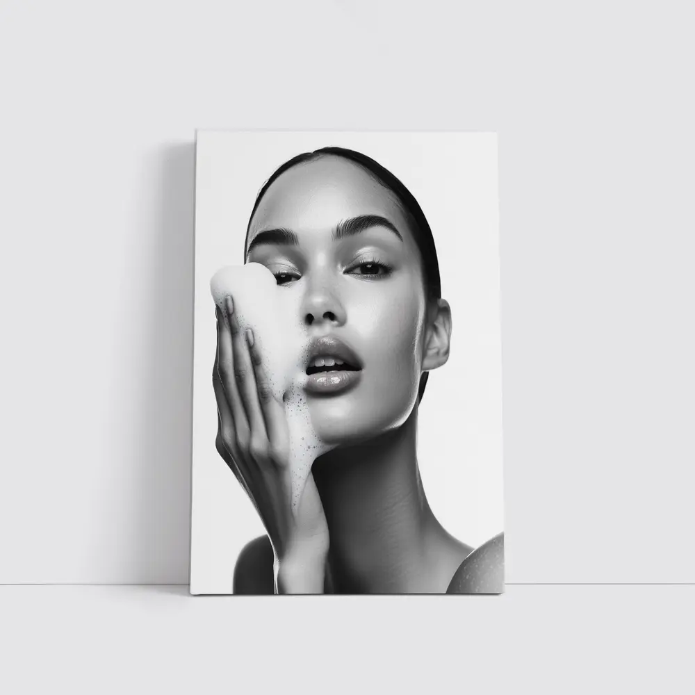Woman Washing Face With Foam Beauty – Wall Art