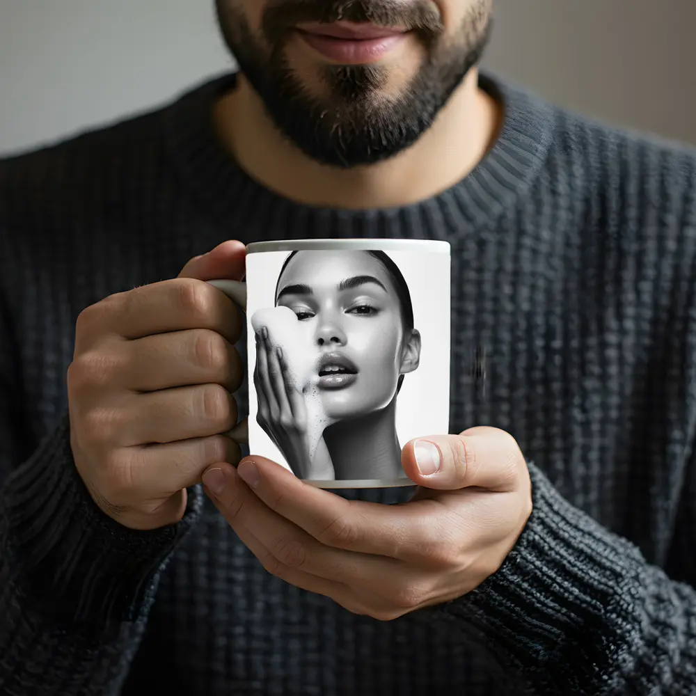 Woman Washing Face With Foam Beauty – Mugs