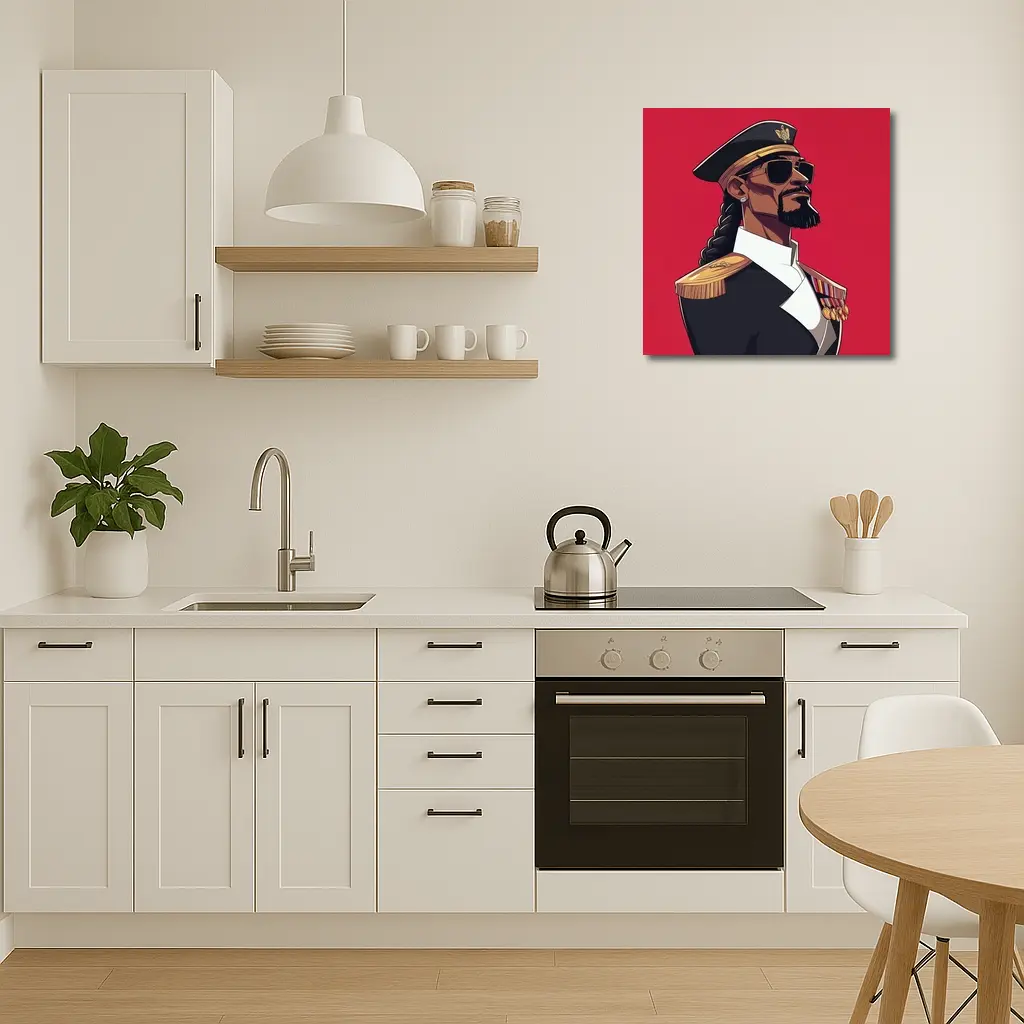 Hip Hop General Military Uniform Red Background – Wall Art