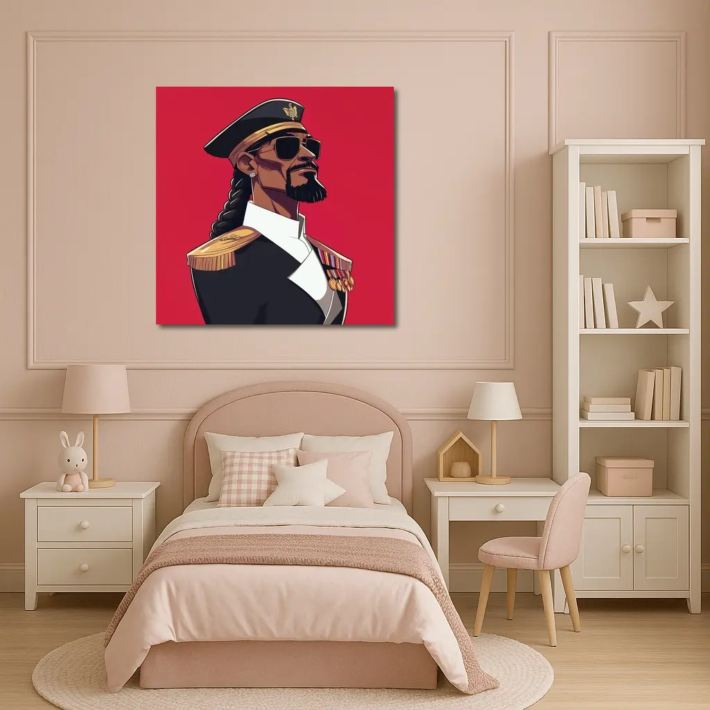 Hip Hop General Military Uniform Red Background – Wall Art