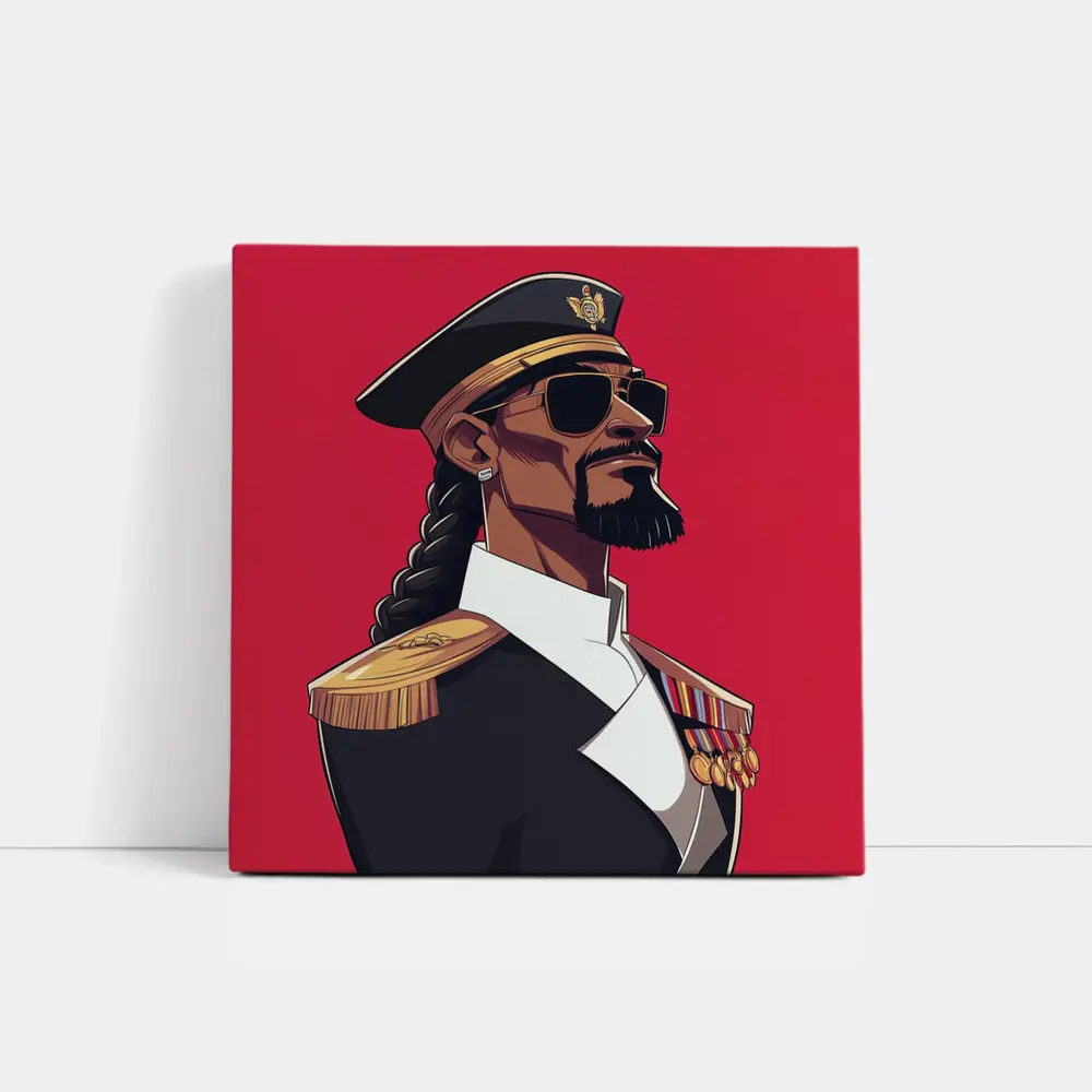 Hip Hop General Military Uniform Red Background – Wall Art