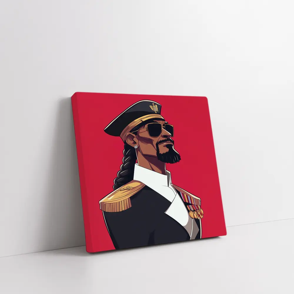 Hip Hop General Military Uniform Red Background – Wall Art