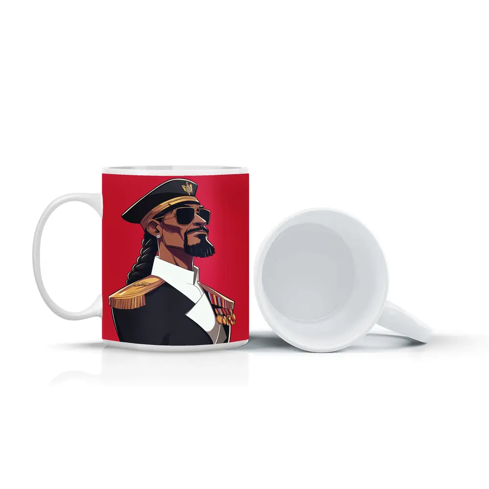 Hip Hop General Military Uniform Red Background – Mugs
