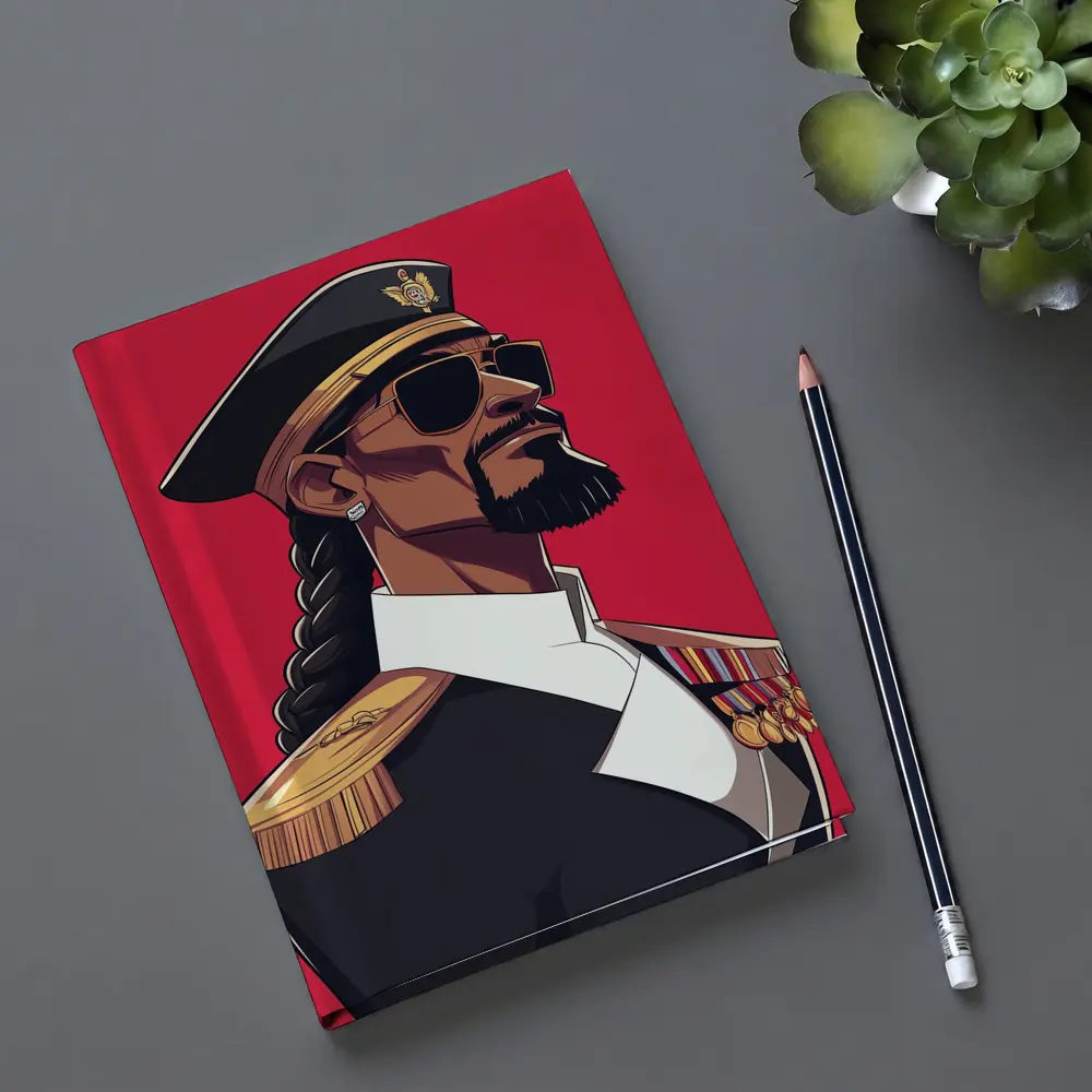 Hip Hop General Military Uniform Red Background – Notebooks