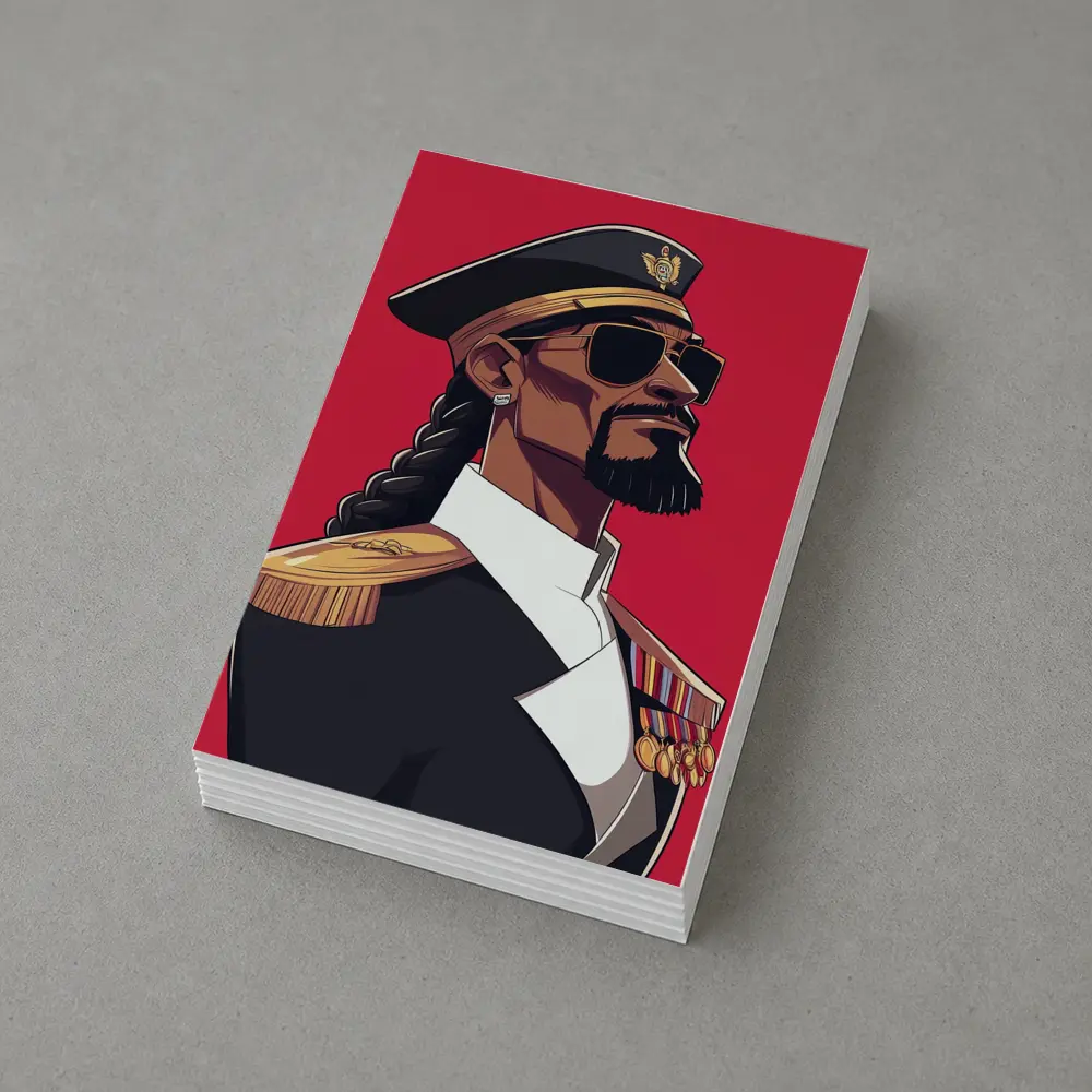 Hip Hop General Military Uniform Red Background – Postcards