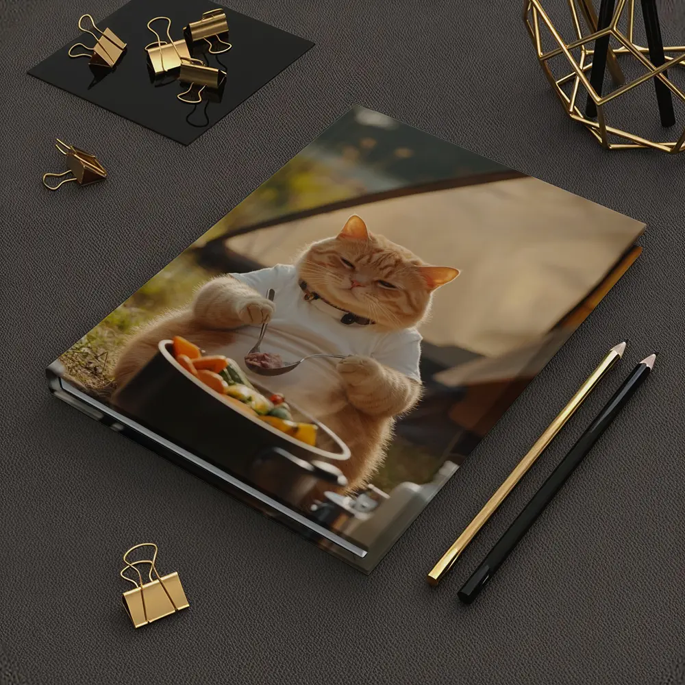 Chubby Orange Cat Cooking Camping Outdoor – Notebooks