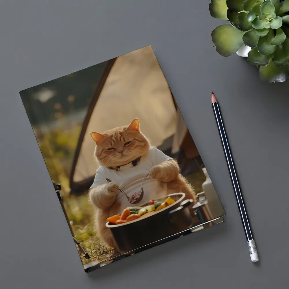 Chubby Orange Cat Cooking Camping Outdoor – Notebooks