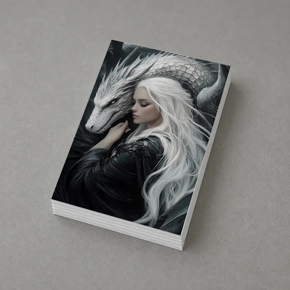 White Haired Woman With Silver Dragon Fantasy – Postcards