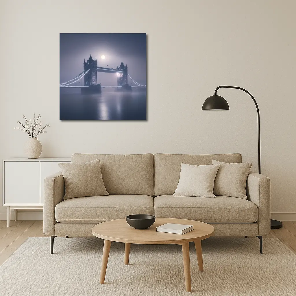 Tower Bridge London Foggy Moonlit Night – Wall Art