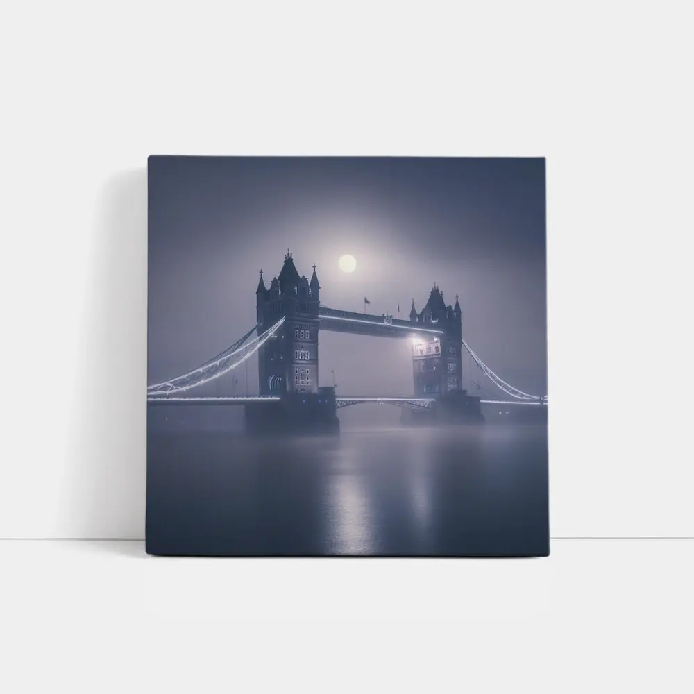 Tower Bridge London Foggy Moonlit Night – Wall Art