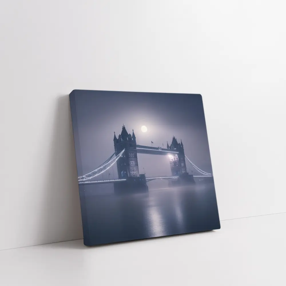 Tower Bridge London Foggy Moonlit Night – Wall Art