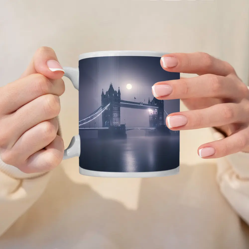 Tower Bridge London Foggy Moonlit Night – Mugs