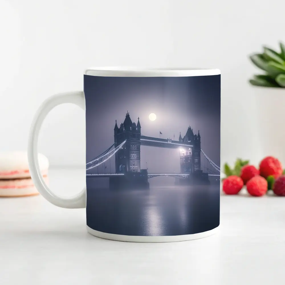 Tower Bridge London Foggy Moonlit Night – Mugs
