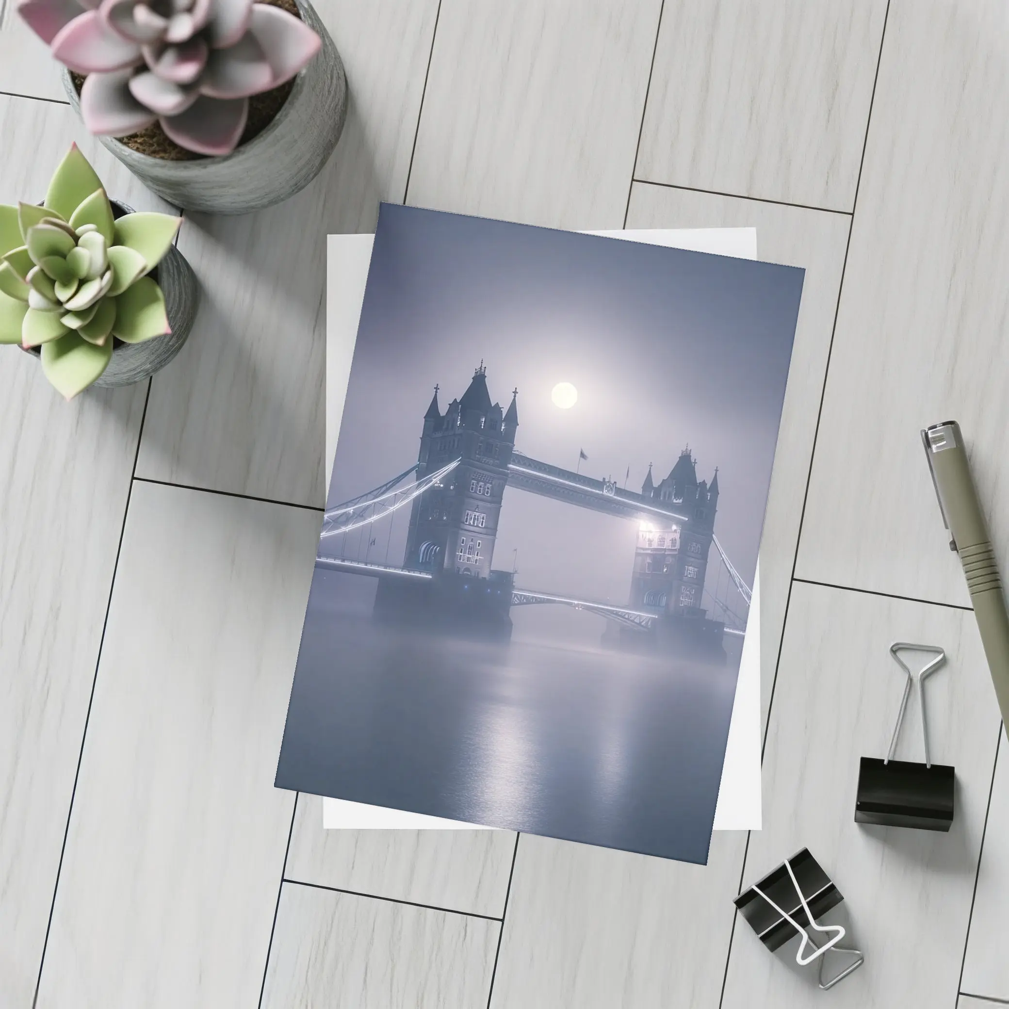 Tower Bridge London Foggy Moonlit Night – Postcards