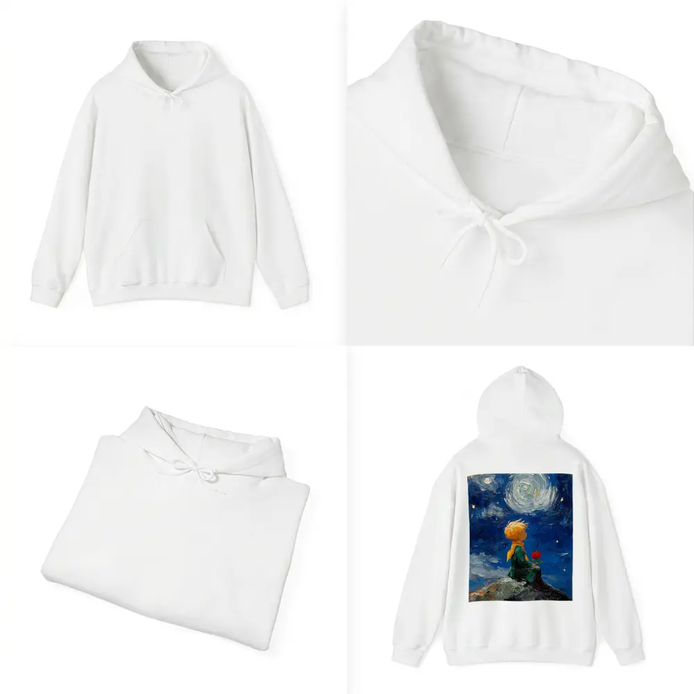 Little Prince Rose Starry Night Oil Painting – Hoodies