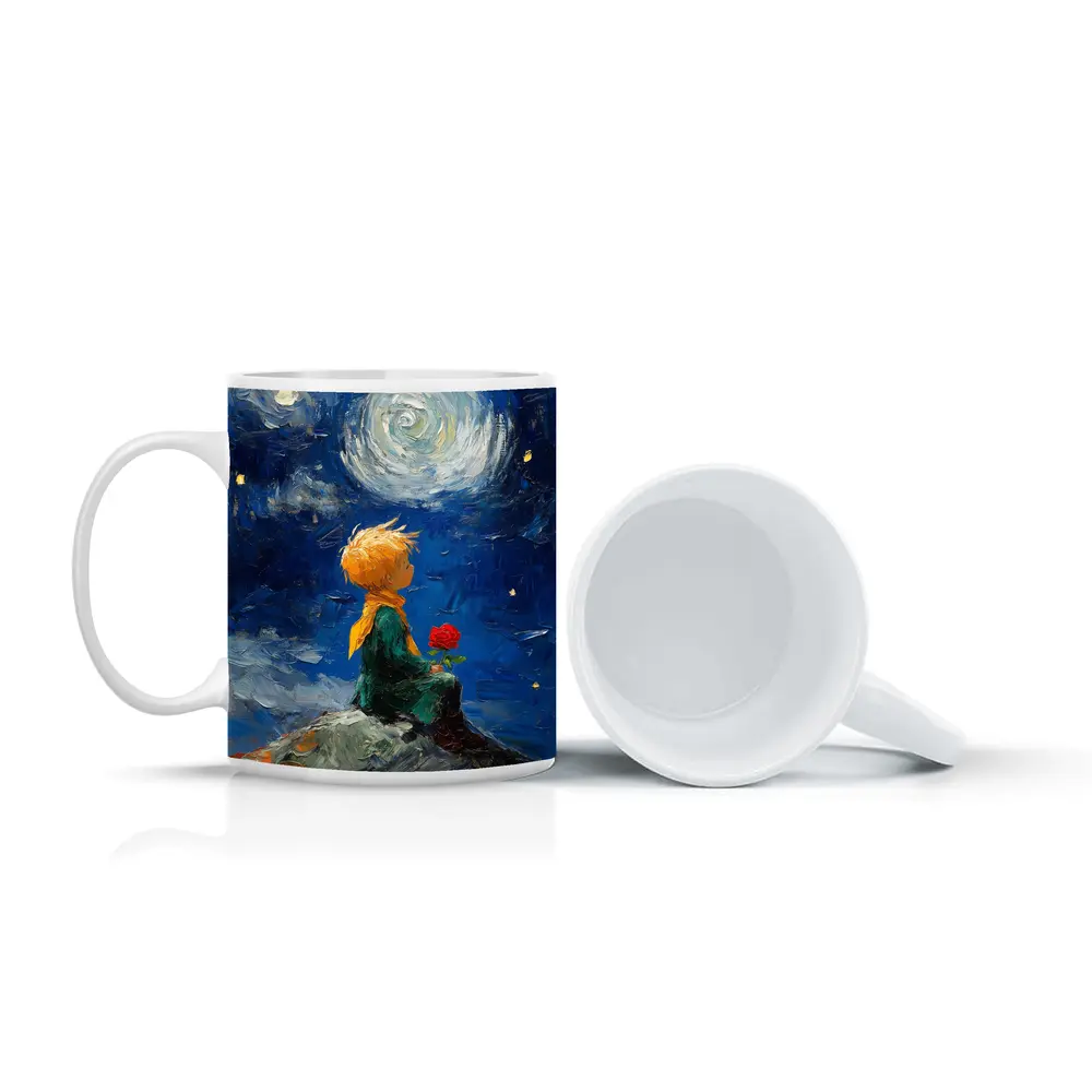 Little Prince Rose Starry Night Oil Painting – Mugs