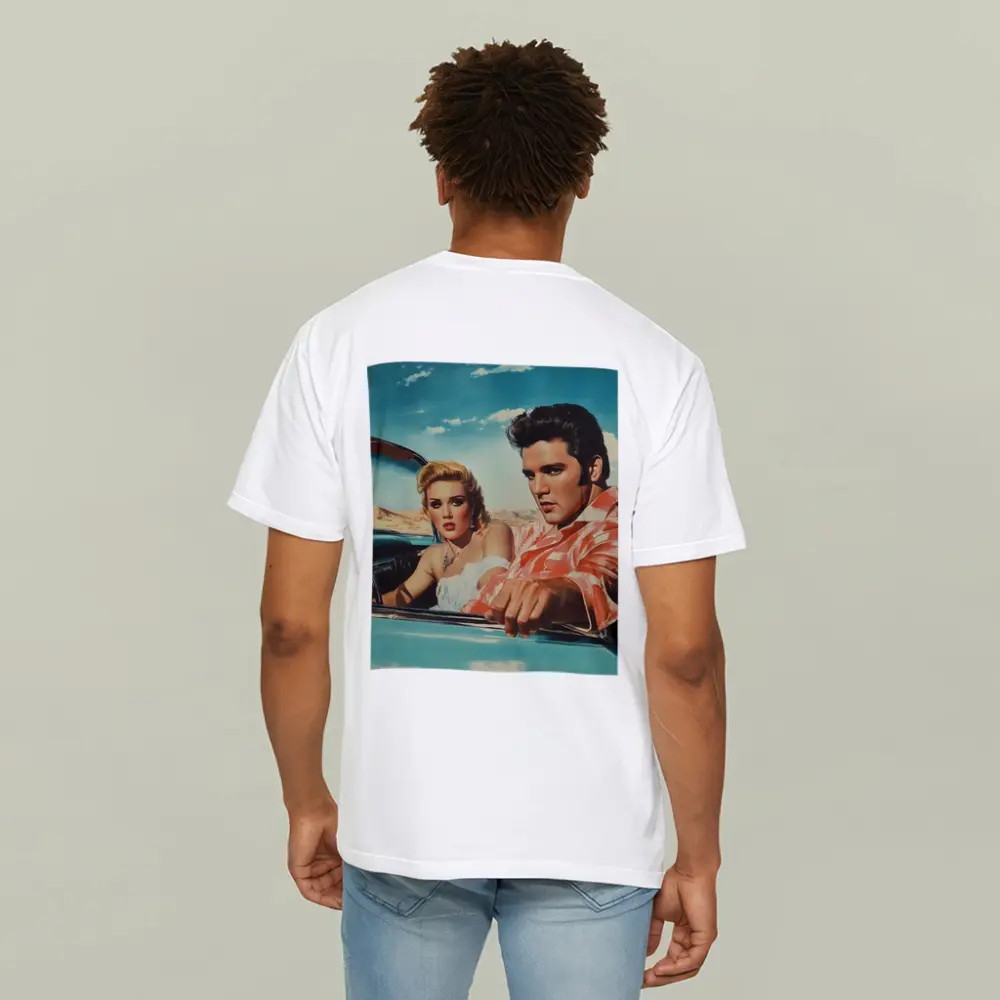Elvis Style Couple Retro Convertible Desert Drive – T-Shirts