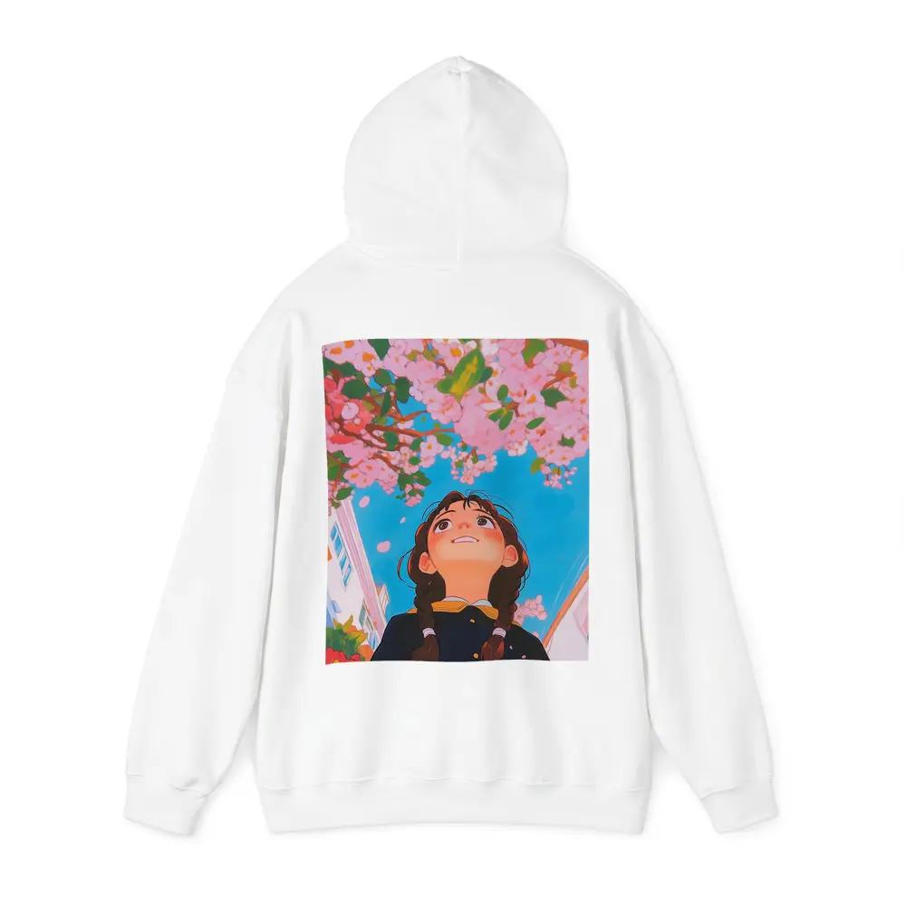 Anime Girl Looking Up Cherry Blossoms – Hoodies