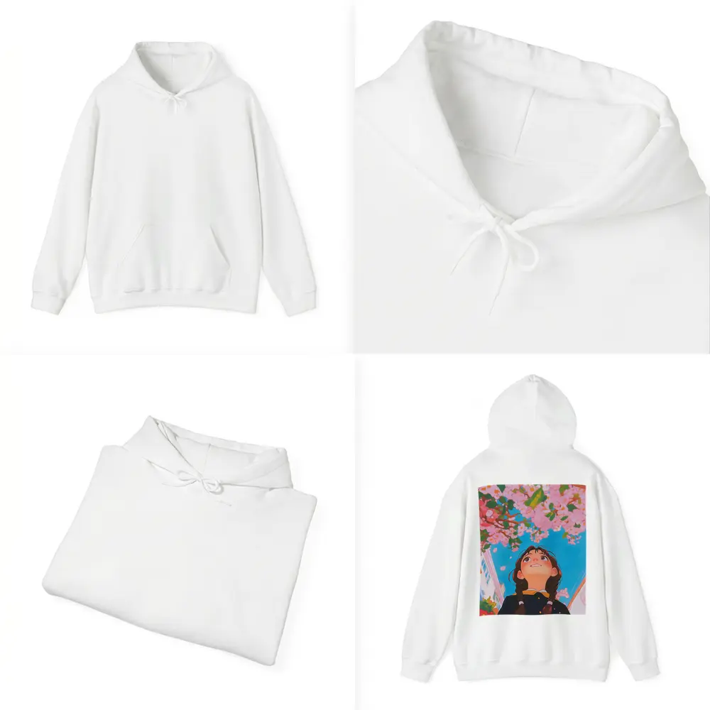Anime Girl Looking Up Cherry Blossoms – Hoodies
