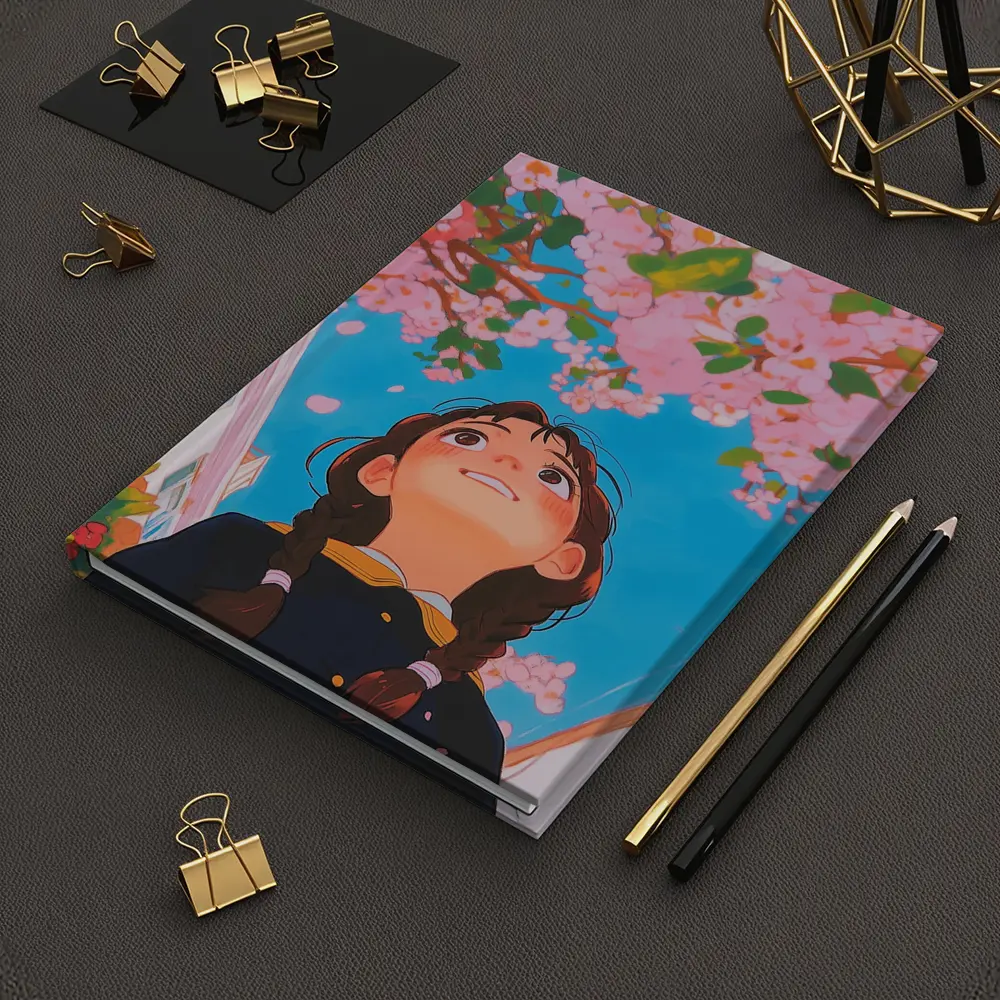 Anime Girl Looking Up Cherry Blossoms – Notebooks