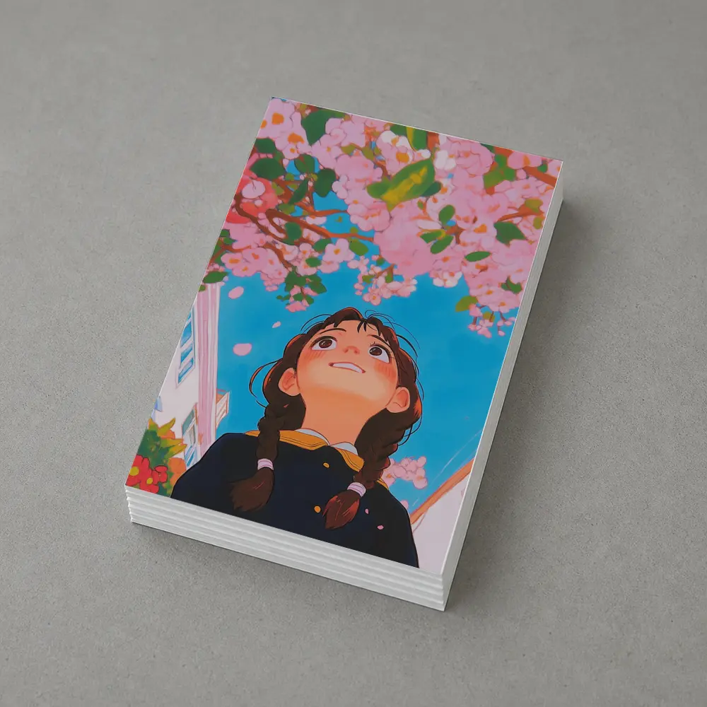 Anime Girl Looking Up Cherry Blossoms – Postcards