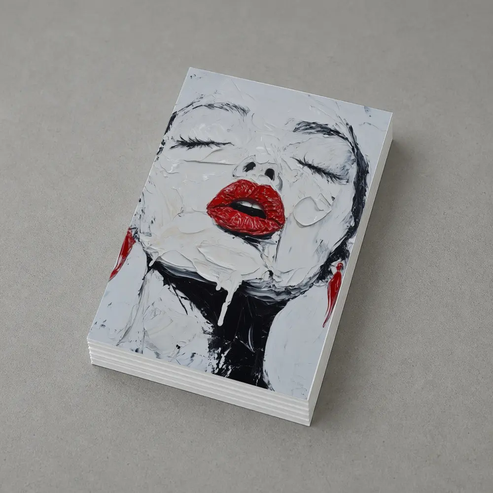 Woman Red Lips Black White Palette Painting – Postcards