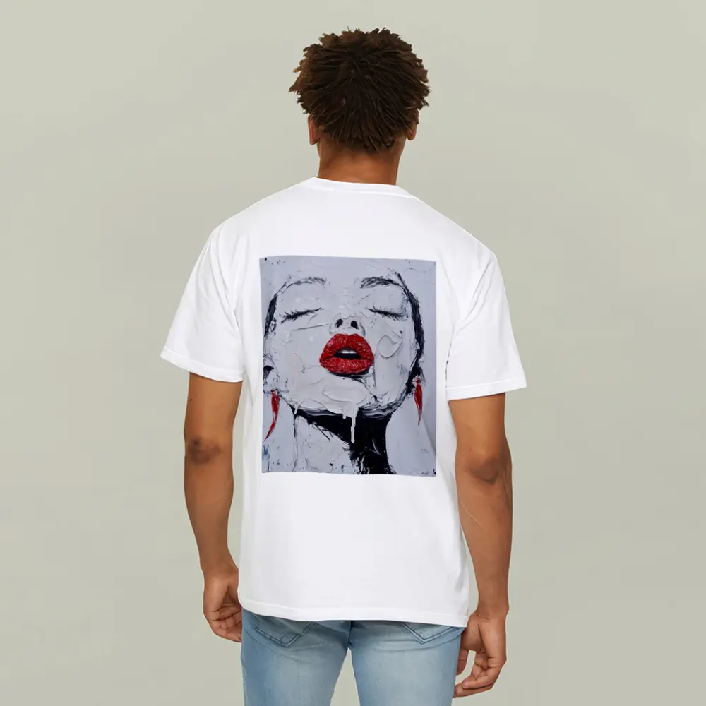 Woman Red Lips Black White Palette Painting – T-Shirts