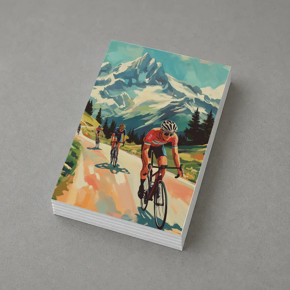 Road Cyclists Racing Through Alpine Mountain Landscape – Postcards