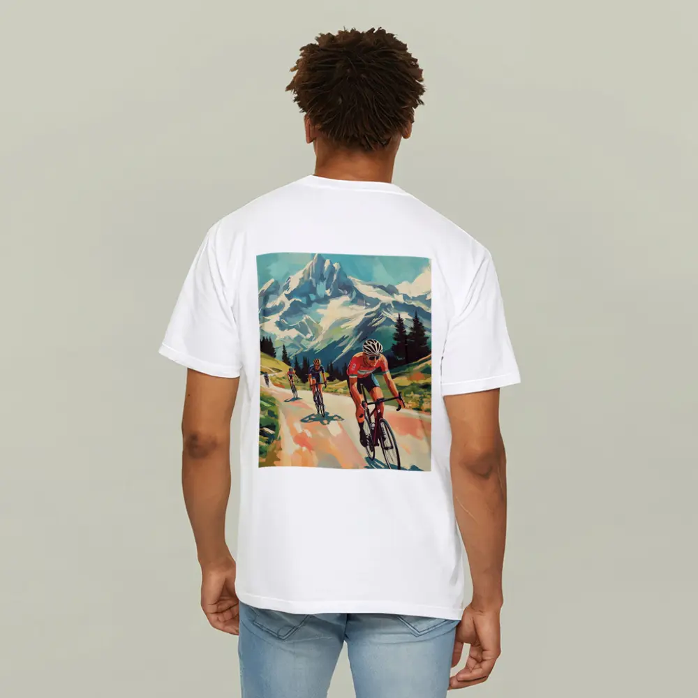 Road Cyclists Racing Through Alpine Mountain Landscape – T-Shirts