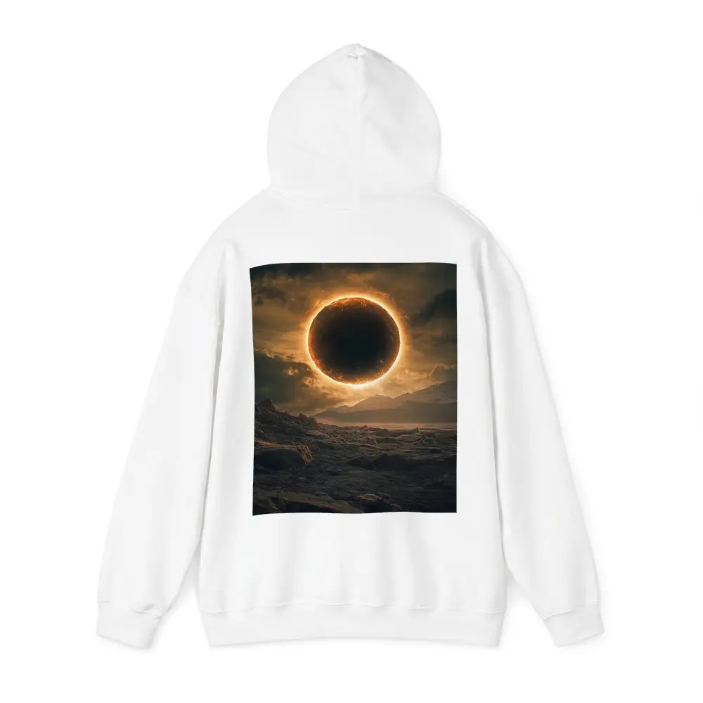 Solar Eclipse Over Rocky Alien Landscape – Hoodies