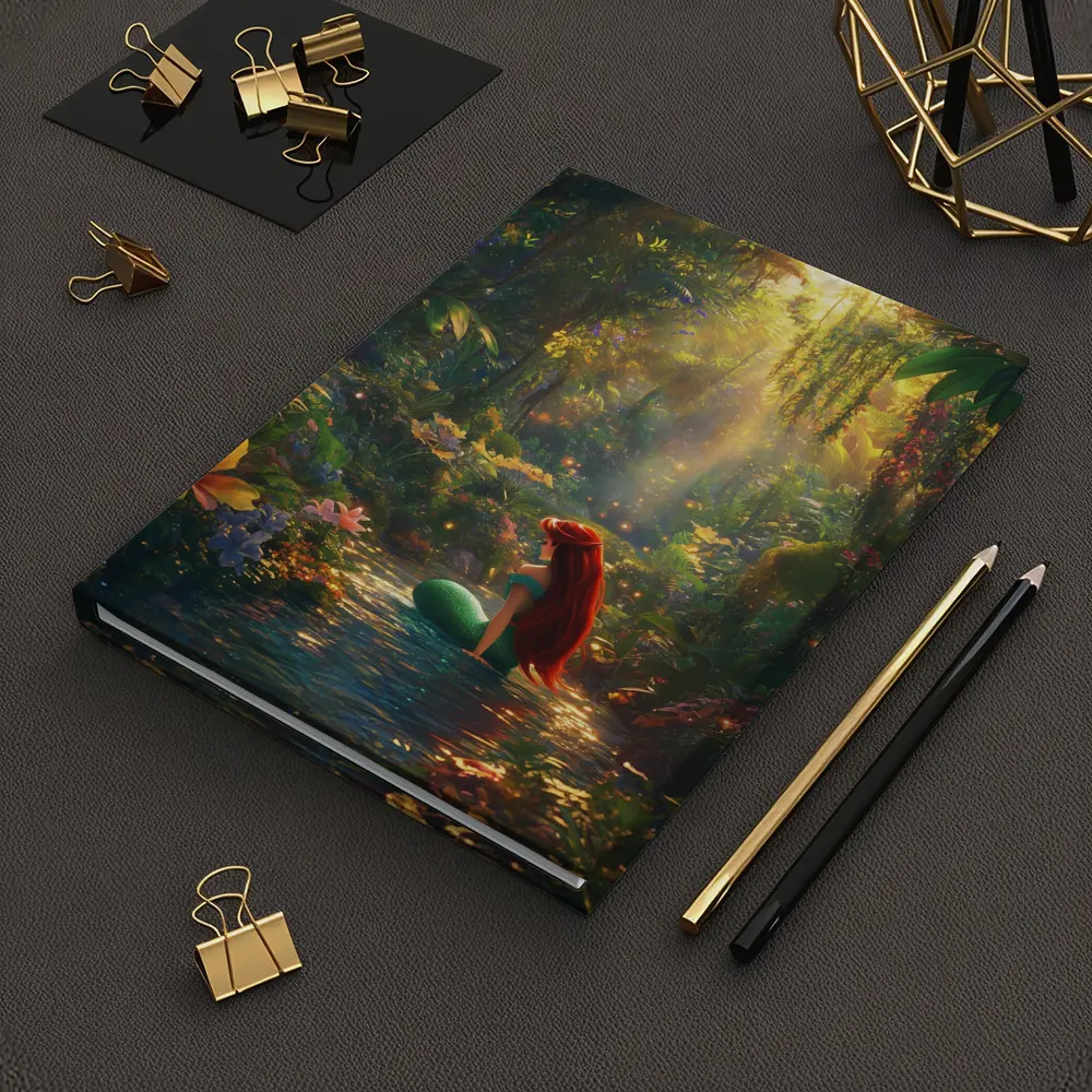 Mermaid Girl Sitting In Enchanted Forest Stream – Notebooks