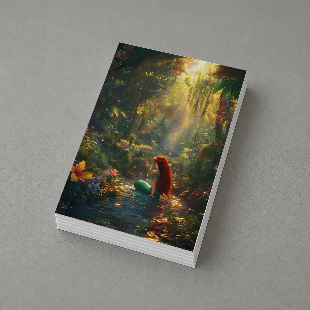 Mermaid Girl Sitting In Enchanted Forest Stream – Postcards