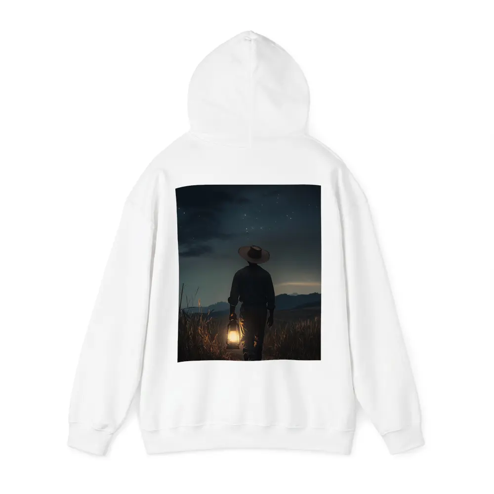 Farmer Walking Night Field With Lantern – Hoodies