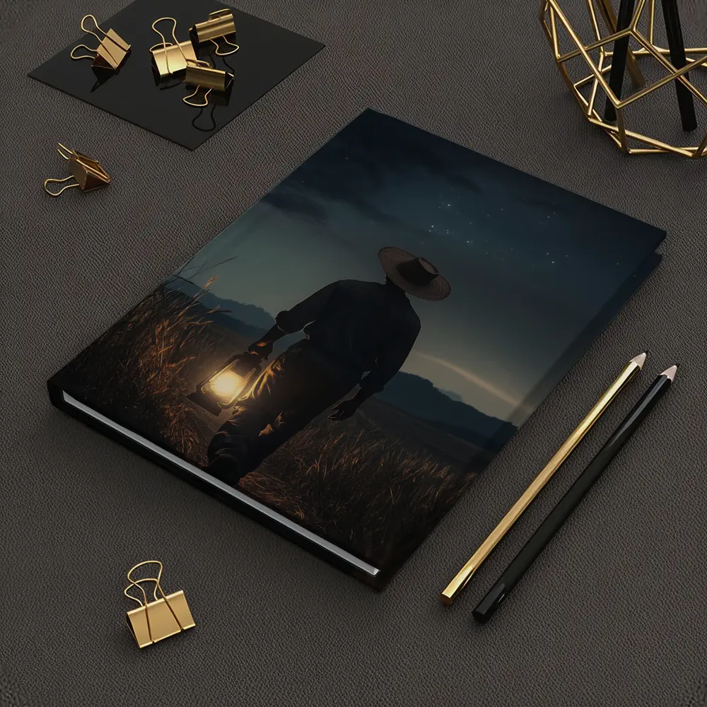 Farmer Walking Night Field With Lantern – Notebooks