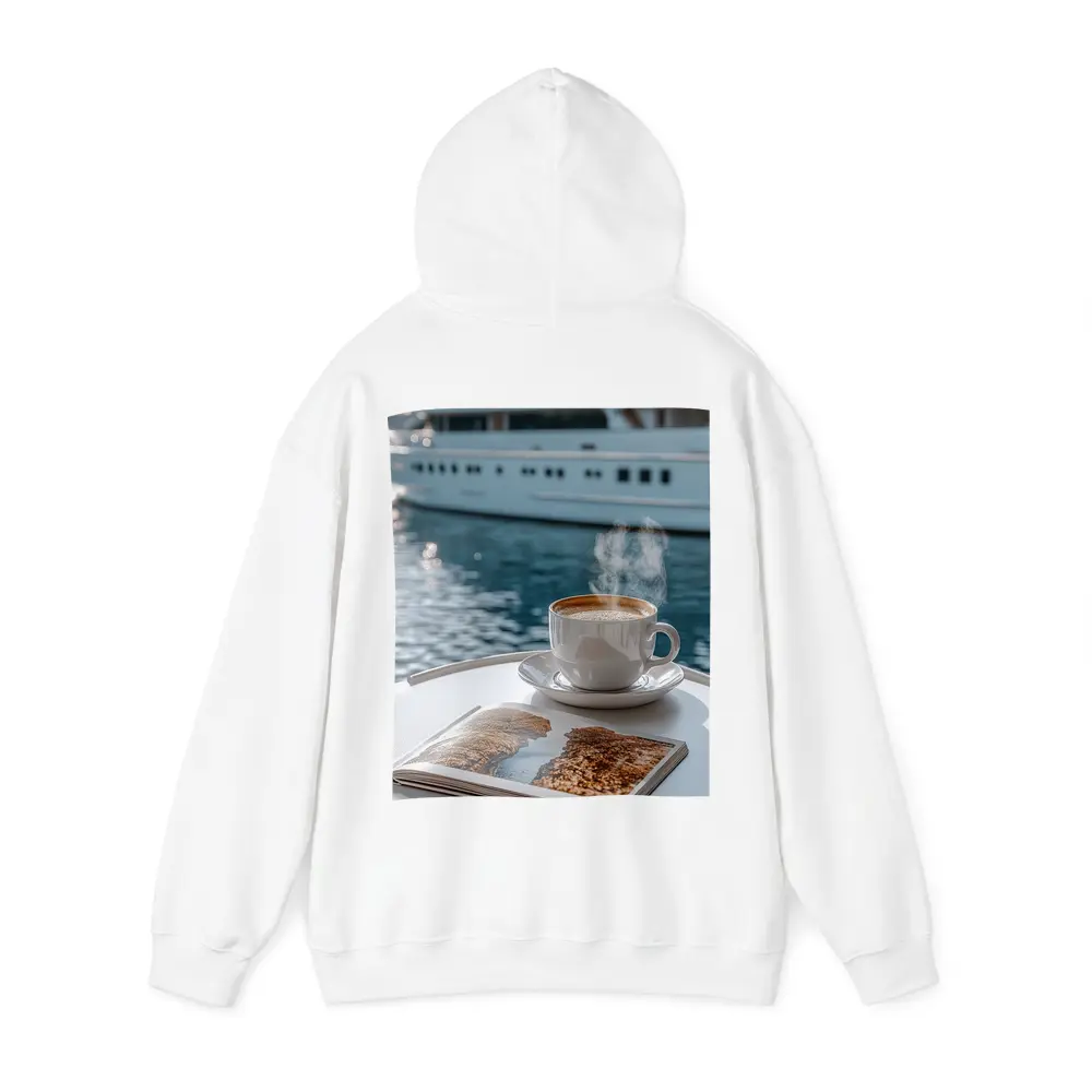 Coffee Cup Steam Luxury Yacht Harbor – Hoodies