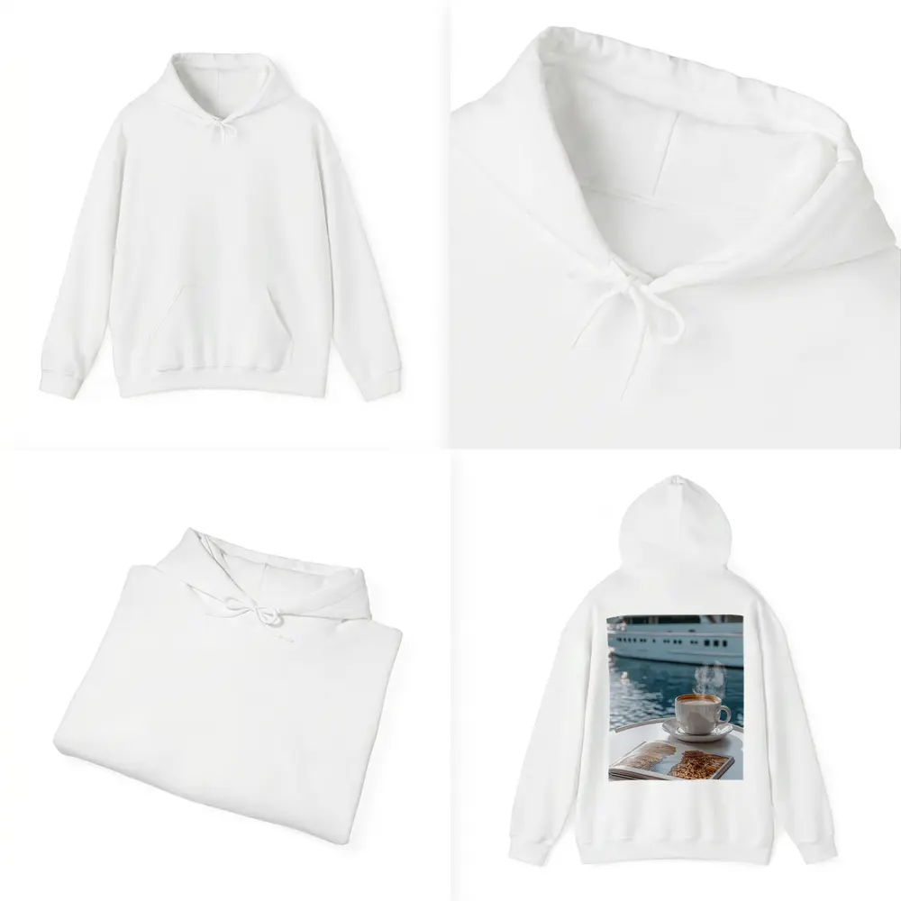 Coffee Cup Steam Luxury Yacht Harbor – Hoodies