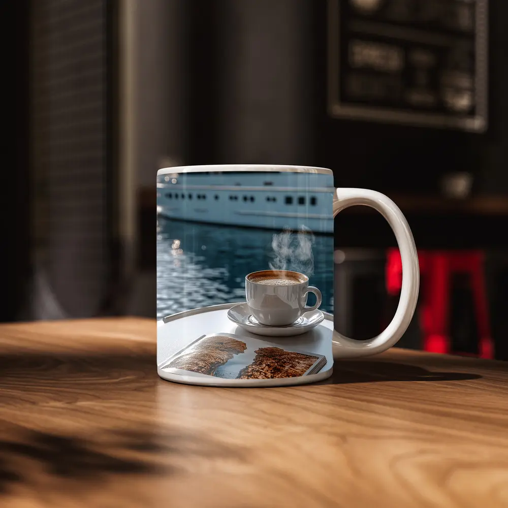 Coffee Cup Steam Luxury Yacht Harbor – Mugs
