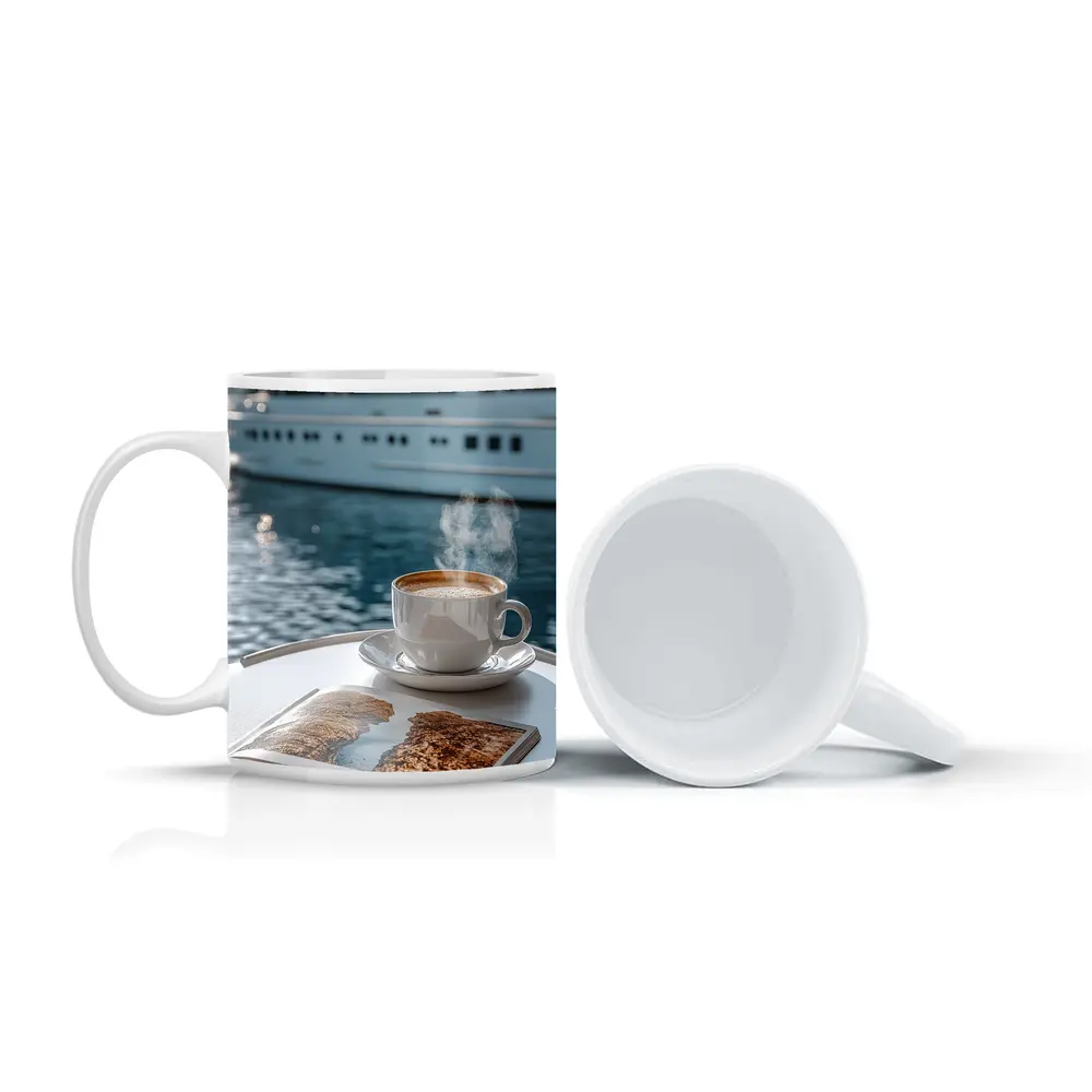 Coffee Cup Steam Luxury Yacht Harbor – Mugs