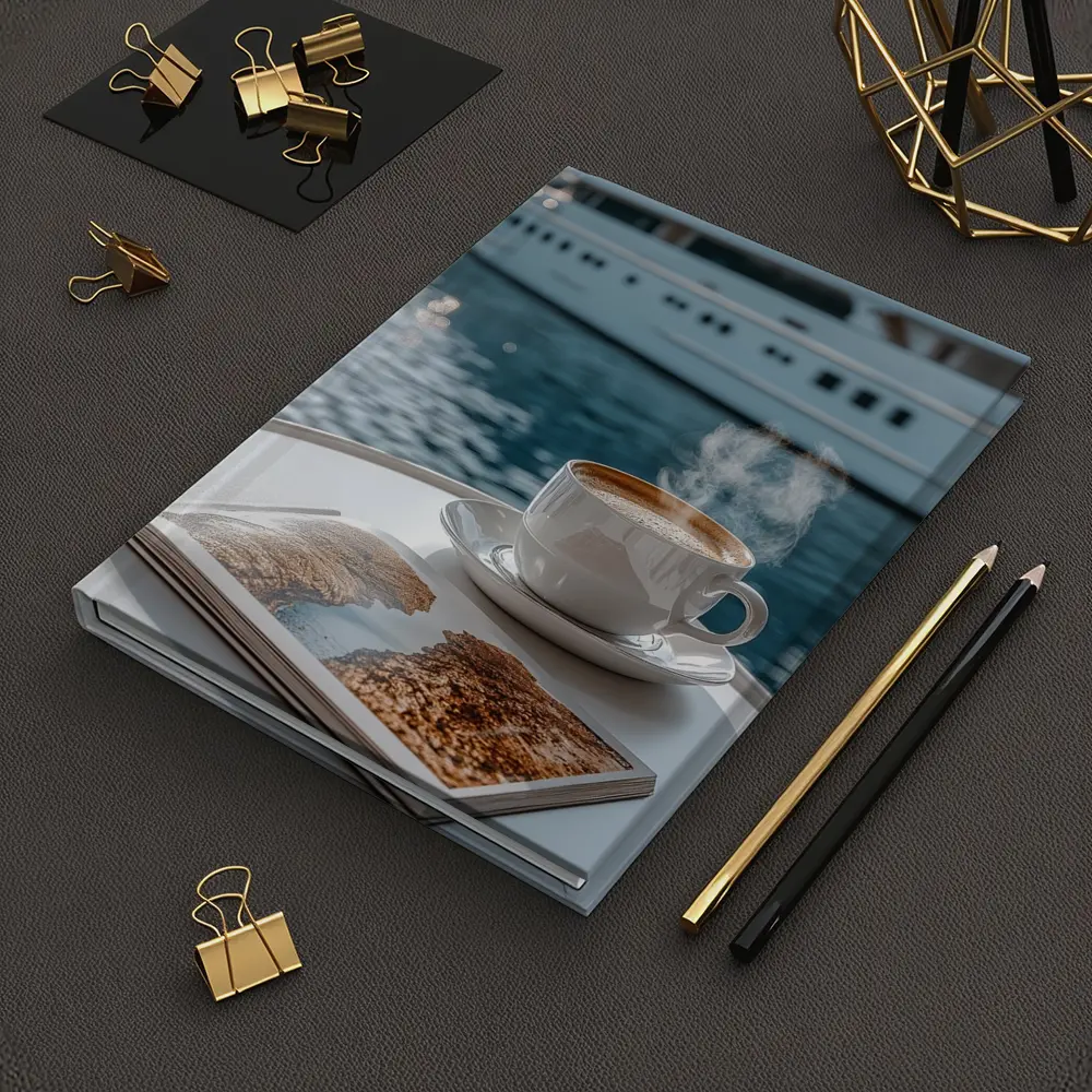 Coffee Cup Steam Luxury Yacht Harbor – Notebooks