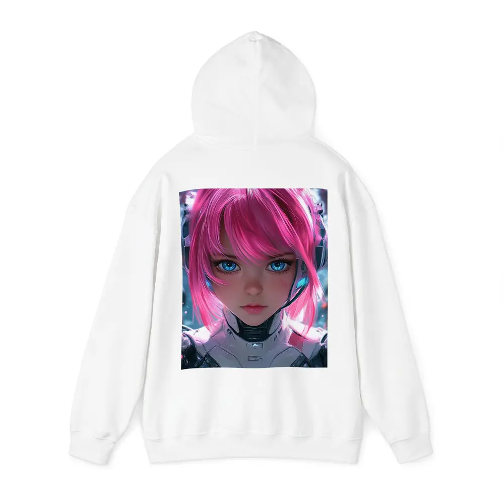 Cyberpunk Anime Girl Pink Hair Blue Eyes – Hoodies