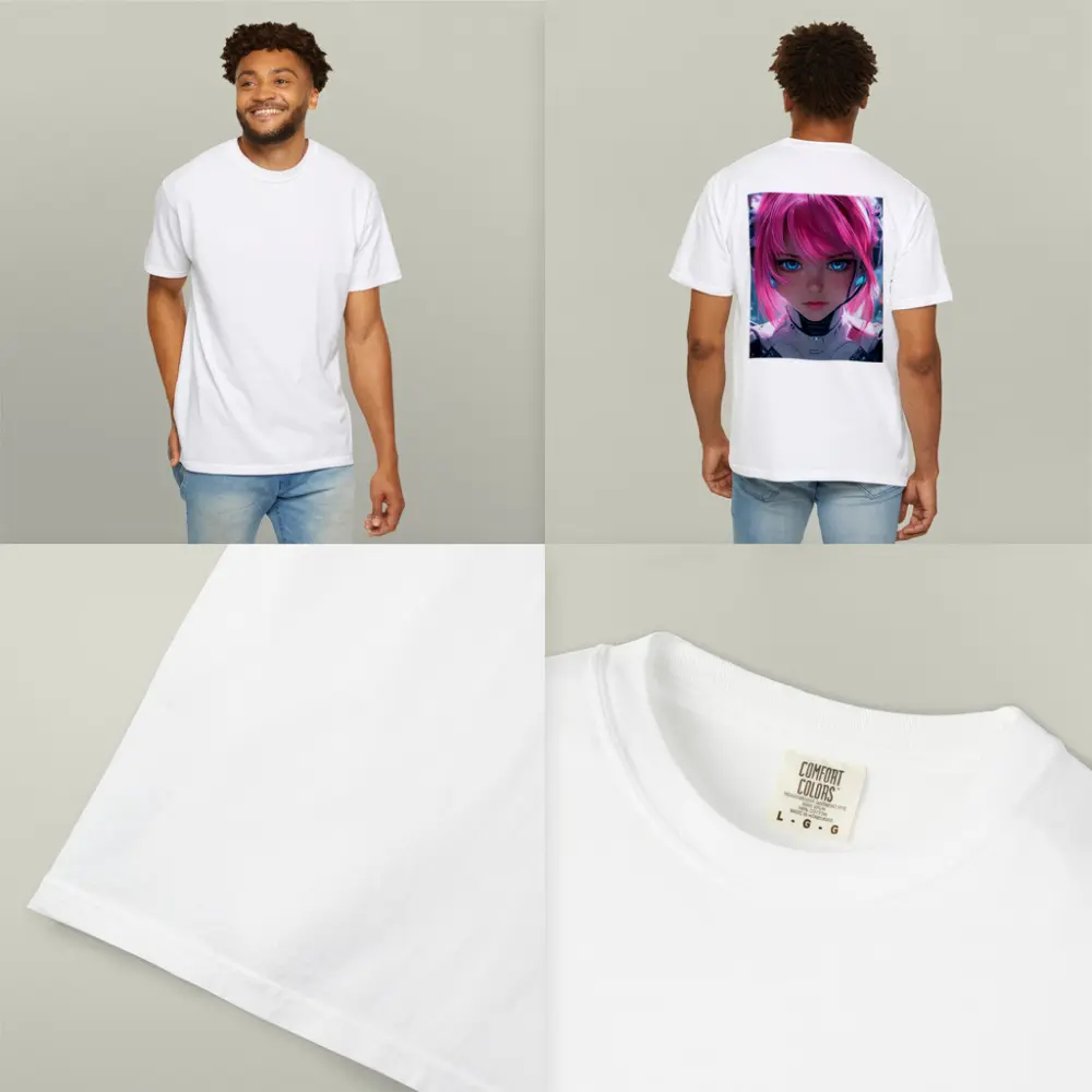 Cyberpunk Anime Girl Pink Hair Blue Eyes – T-Shirts