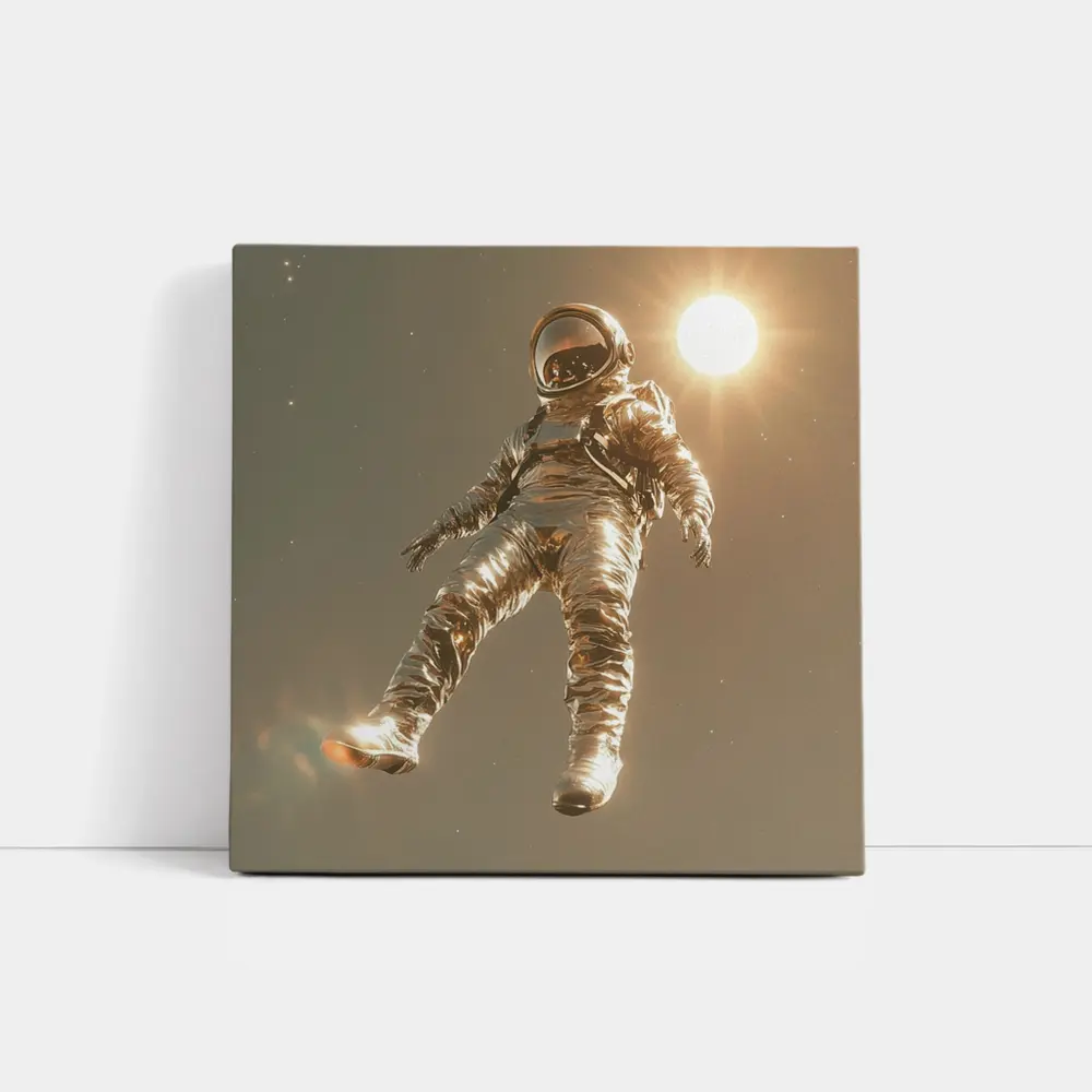 Golden Astronaut Floating In Starry Space – Wall Art