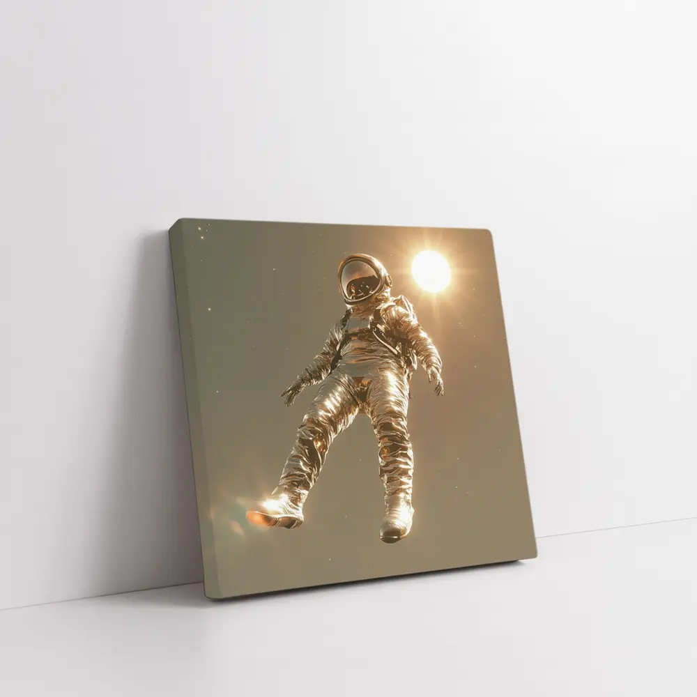 Golden Astronaut Floating In Starry Space – Wall Art