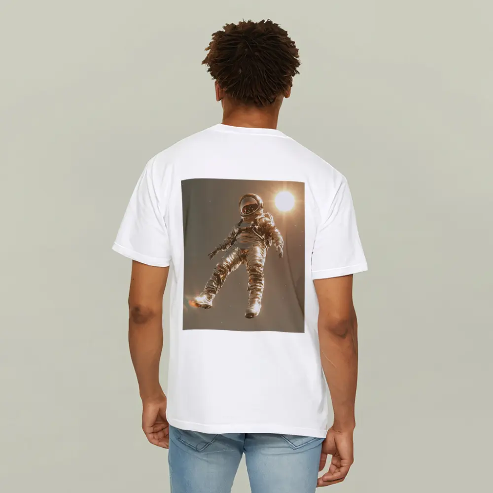 Golden Astronaut Floating In Starry Space – T-Shirts