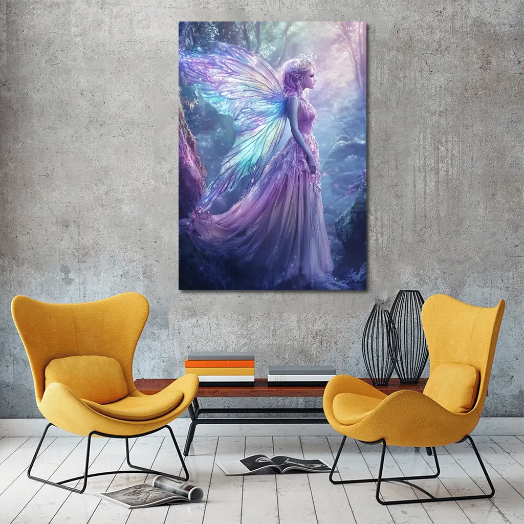 Fantasy Fairy Purple Wings Enchanted Forest – Wall Art