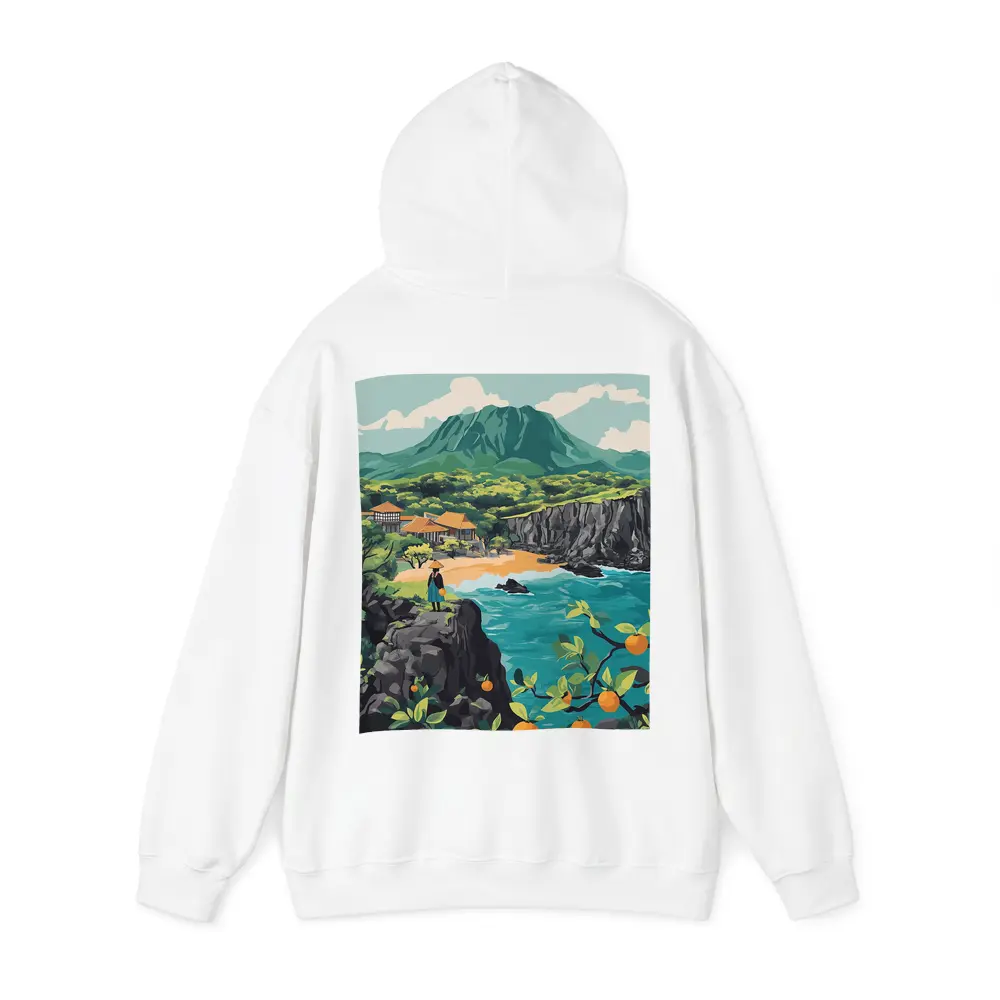 Japanese Coastal Village With Mountain View – Hoodies